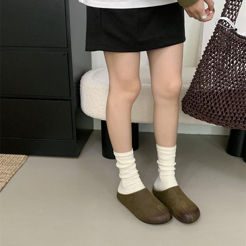 Retro Mori gentle pig's trotters Boken shoes women's outer wear 2025 spring and summer thick-soled ugly cute one-pedal bag head half slippers