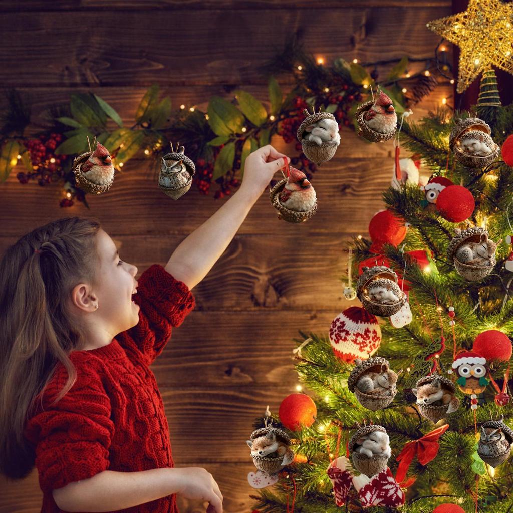 Tier-Weihnachtsdekorationen 2D flach Acryl Saisonale Dekoration Zum Aufhängen Feiertagsdekorationen Für Weihnachtsbaum Hängender Anhänger Dekor