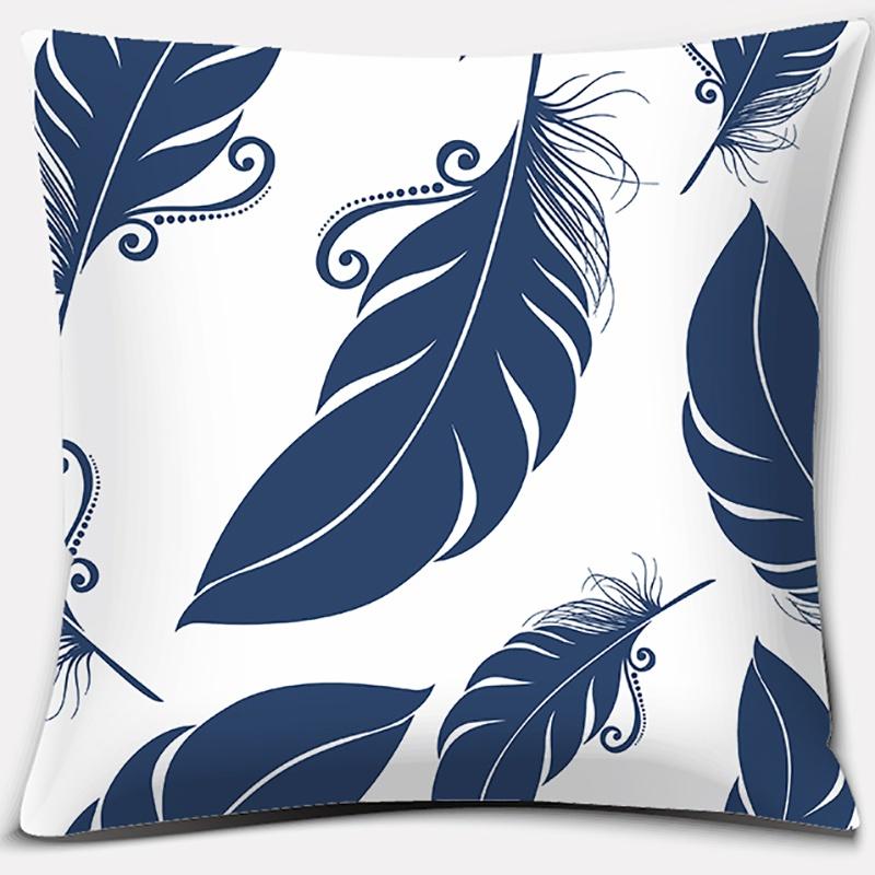 Geometric Collection Dark Blue Pattern Home Decor Pillowcase Square   Office