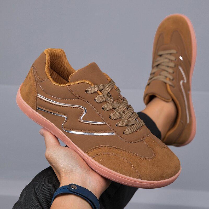 

YRZL Обувь босиком больших размеров для мужчин Удобные легкие повседневные кроссовки для мужчин На шнуровке Плоские спортивные тренировочные туфли для мужчин 46 коричневый