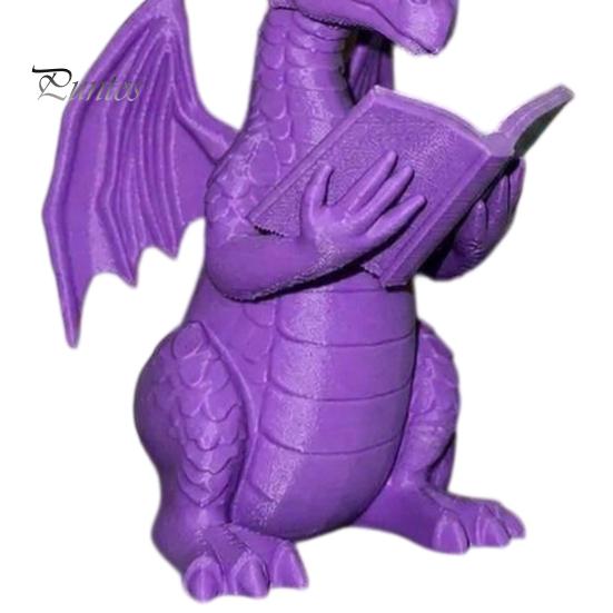 Collectible Dragon Ornament Reading Figurine with Glasses, Statue, 3D Printed Statue Bookshelf Decor, Whimsical Desktop Ornament, Gift for Book Lovers