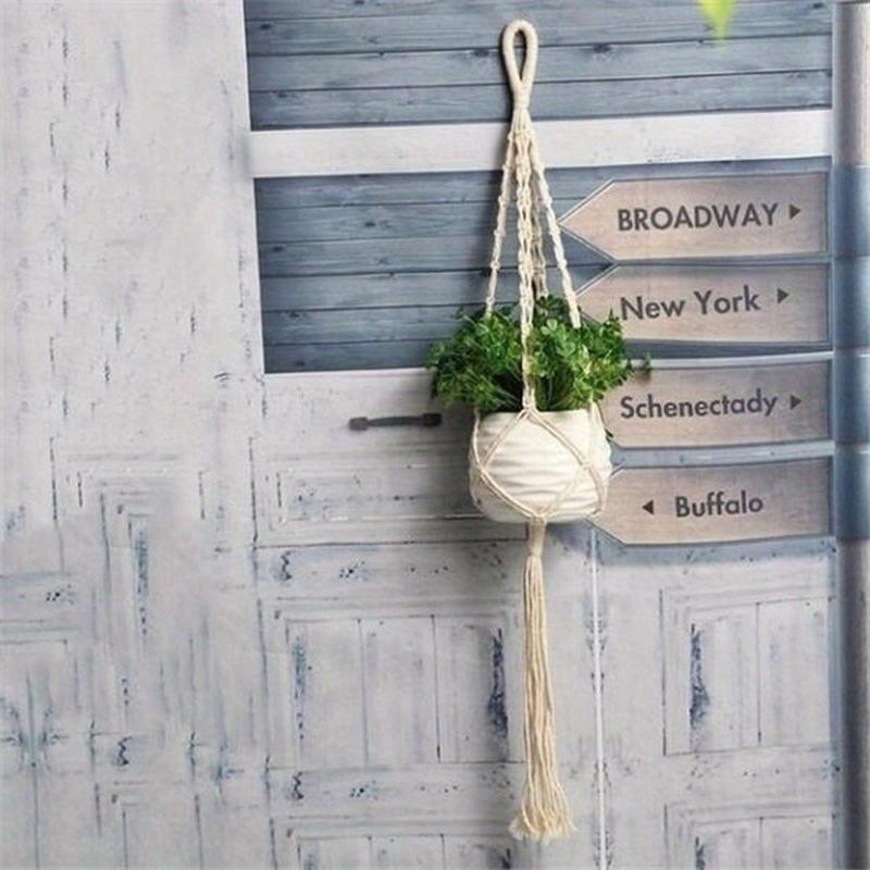 1Pc Vintage Decor Hanging Flower Pots Holder Hanging Basket Flower Pot Net Basket Sling Cotton Rope Garden Decoration Macrame Plant Hanger