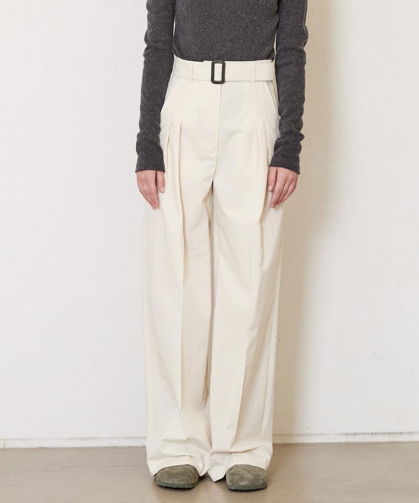 JUN BY JUN K Cotton Belted Pants_Ivory