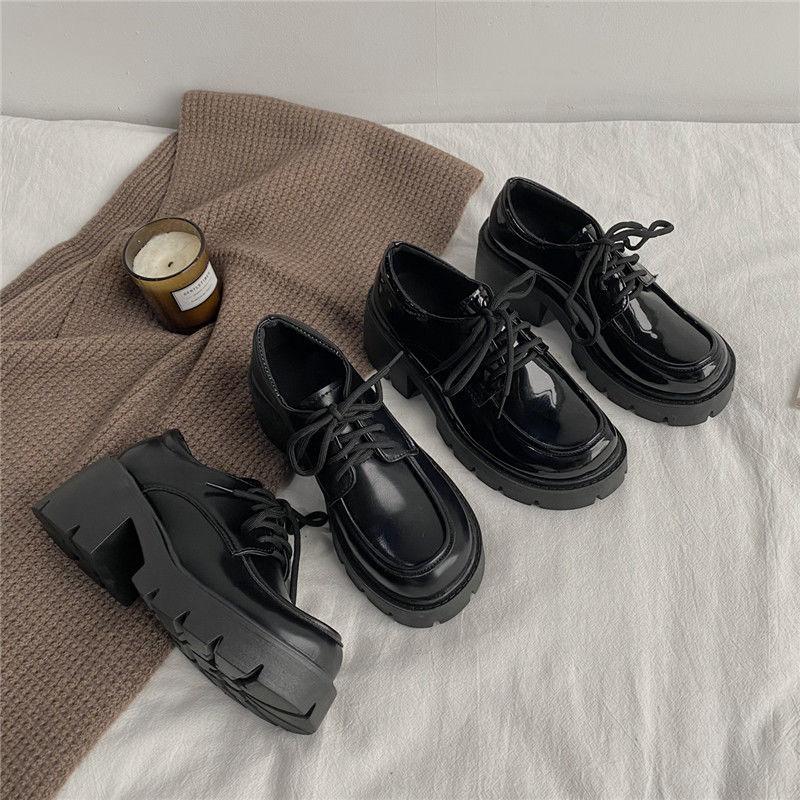 Size 35-43, large size women's shoes platform loafers women's 41 versatile fashion British style small leather shoes 42 round head single shoes