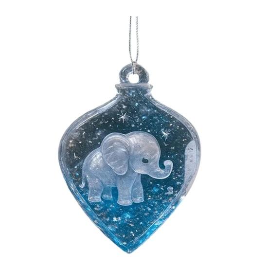 Juletrepynt Gradient Blå Elefant Anheng for Juledekor Lys Utsøkt Vinterland Hengepynt Høytidsgave med Dyp