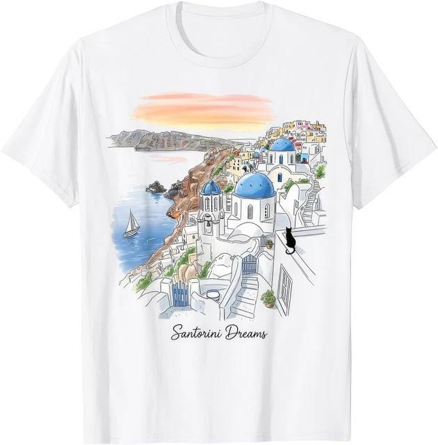 Santorini Greece Sunset Dreamscape Illustration TShirt S