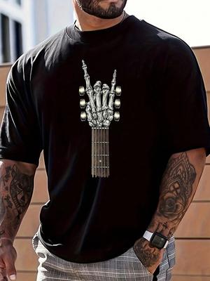 Unisex's Rock On Guitar Neck Rock & Roll Skeleton T-Shirt