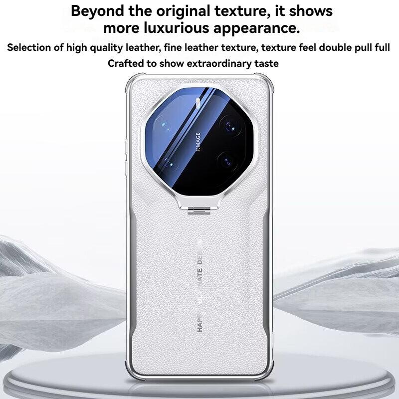 Case for Huawei P80 P70 Ultra Mate 80 70 60 Pro+ RS Honor Magic 8 7 Pro with Lens Invisible Bracket Holder & Leather Back Cover Phone Bumpers
