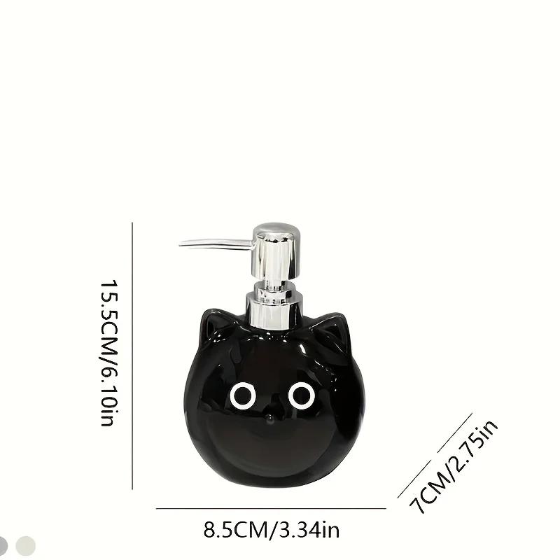 Cute Cat Ceramic Soap Dispenser, Pressed Bottle Set for Bathroom Counter Top, Hand Sanitizer & Lotion Container