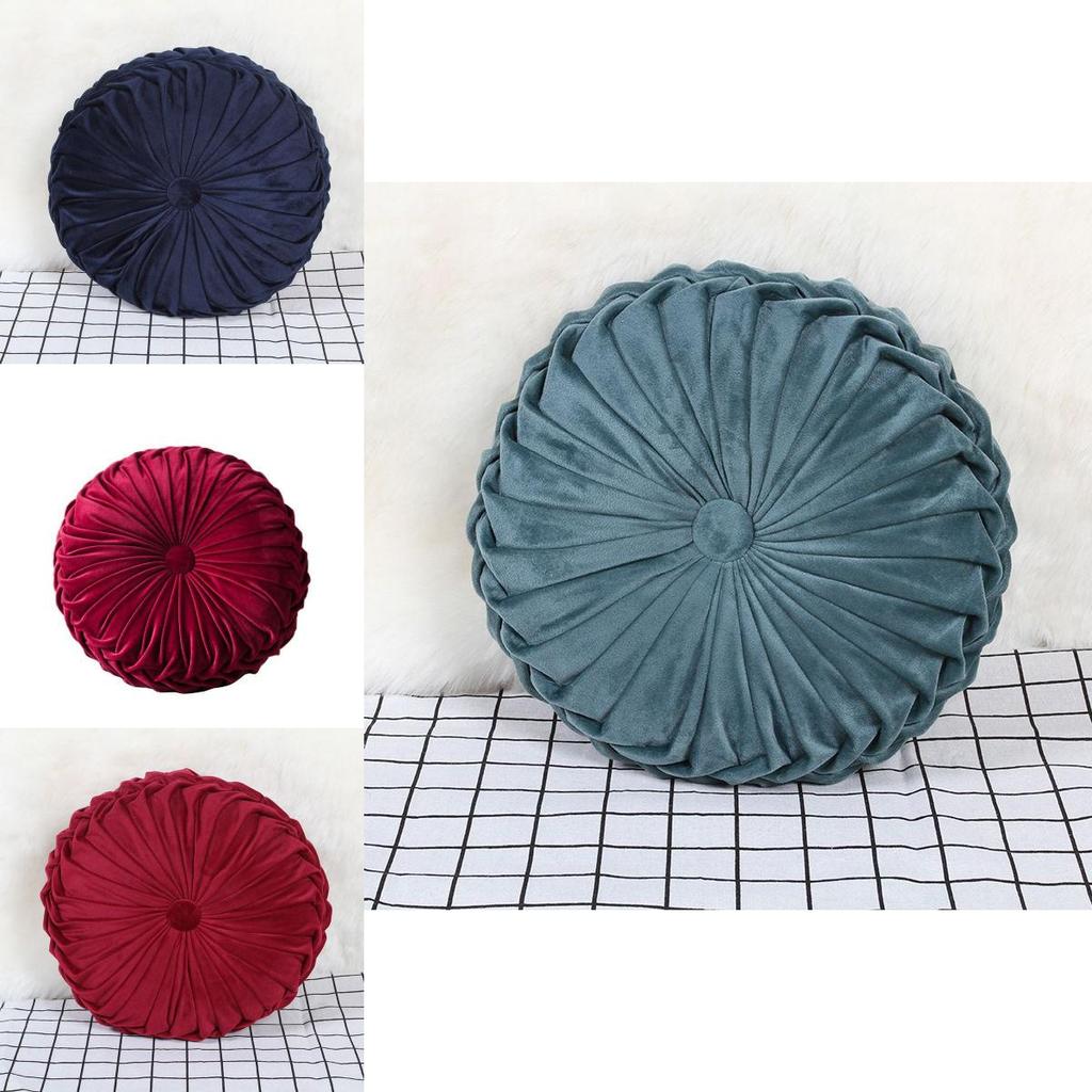 Luxurious Plush Pleated Round Pumpkin Pillow Soft Touch Couch Cushion Floor Decor