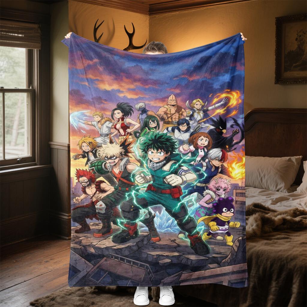 Hero Academia Anime Blanket Soft Comfortable All Seasons Suitable Sofa Office Nap Travel Festive Gift