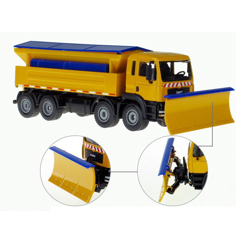 1/50 Toys Car Alloy Model Diecast Snow Sweeper Winter Service Vehicle Removable Cover 8 Wheel Cleaner Tractor Diecast Hobby
