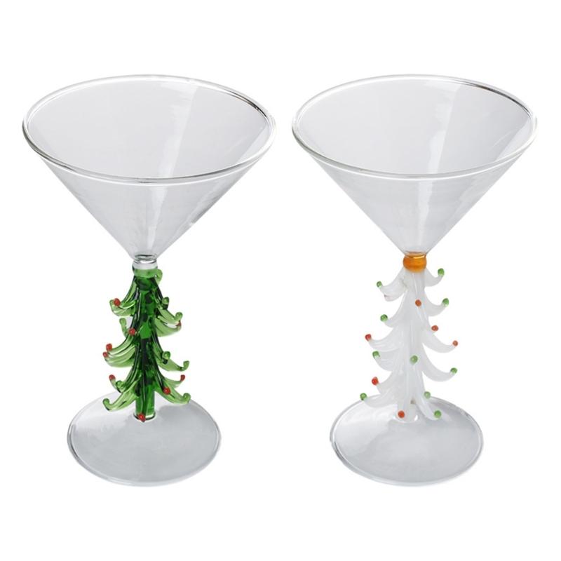Christmas Tree Glassware Transparent Cocktails Drinking Glass Beverage Cup Festival Drinkware for Holiday Parties