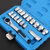 High Strength Pass Through Socket Set Bidirectional Design with 12Tooth Ratchet Storage Case for Auto Repair Use