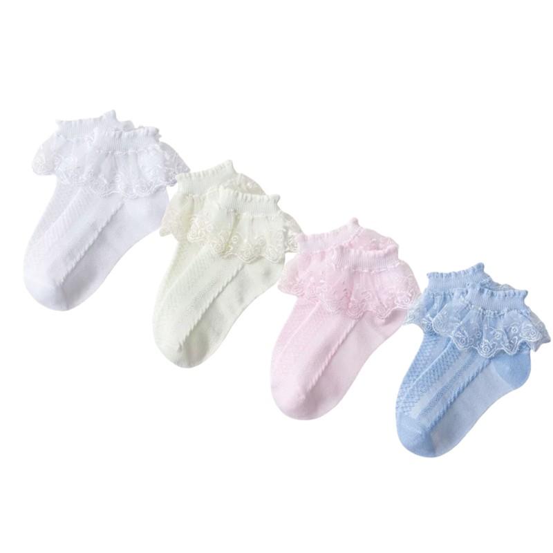 

4 пары/лот детские носки для девочек кружевные оборки принцесса сетчатые детские короткие дышащие хлопковые белые розовые синие носки для малышей XL 10-12Years