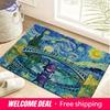 Pokemon Gengar Van Gogh Starry Night Art Print Non-slip Doormat, Soft Absorbent Floor Rug for Home Decor