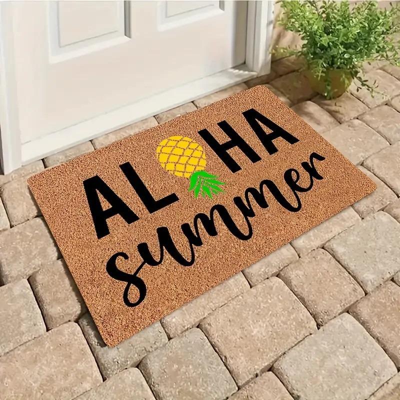 Tropical Style Door Mat With Palm Tree Cactus Pineapple Floral Patterns, Soft Decorative Entryway Rug For Home Indoor Outdoor