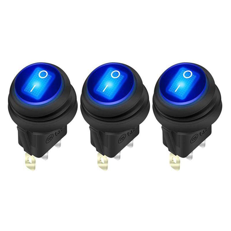 Toggle Switch Waterproof Blue Led Glow Round Waterproof Switch  Melt Terminal Line