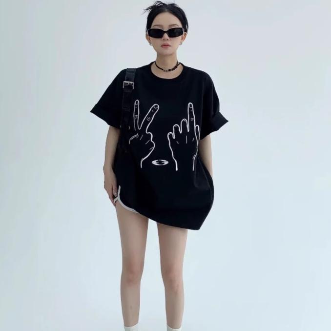 2025 Summer Casual Loose Women's T Shirt American Vintage Funny Print High Street White Short Sleeved T-shirts for Women Harajuku Tshirt Y2k Tops