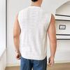 Mens Summer Solid Breathable Round Neck Casual Knitted Sleeveless Top