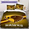 Hawthorn Hawks AFL Pattern Bedding,Quilt Set Quilt Cover Pillowcase Home Birthday Gift (1*duvet cover+2*pillowcase,without core)XSJT0917459