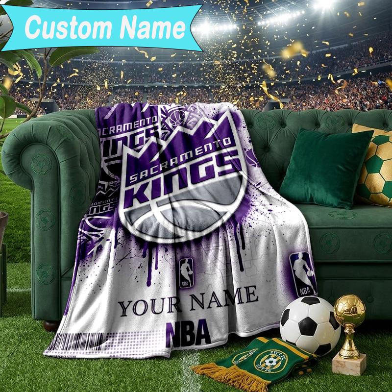 Custom Name Blanket Kings Basketball Team Logo Blanket Bedding Blanket for Travel, Camping, Living Rooms, Offices, Sofas, Fan Christmas gift