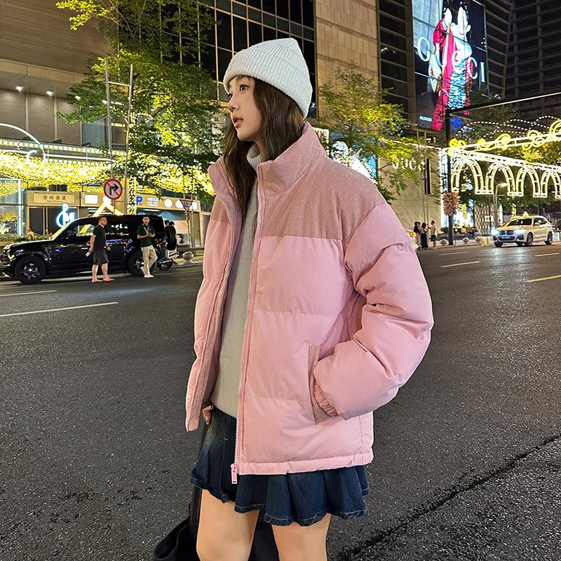 Мужская зимняя свободная повседневная хлопковая куртка с воротником-стойкой для пар — фото 2