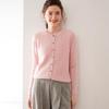 Retro Women's Grey Cable Knit Cashmere Cardigan Sweater - Round Neck, Long Sleeve, Open Front