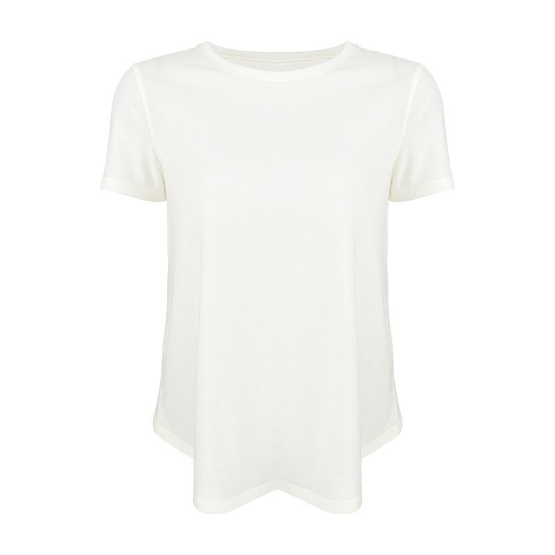 

2025 Amoi Yoga Clothes Women Tencel Loose Breathable Moisture Absorption Quick-Drying Exercise Top T-shirt Short Sleeve Lightweight Fitness Sugar Cream M