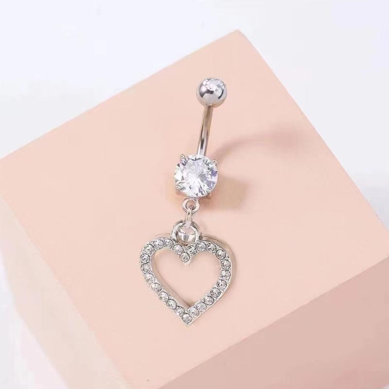 Sterling Silver Dangle Belly Button Rings for Women with Zircon Navel Stud Body Piercing Jewelry Statement Pieces