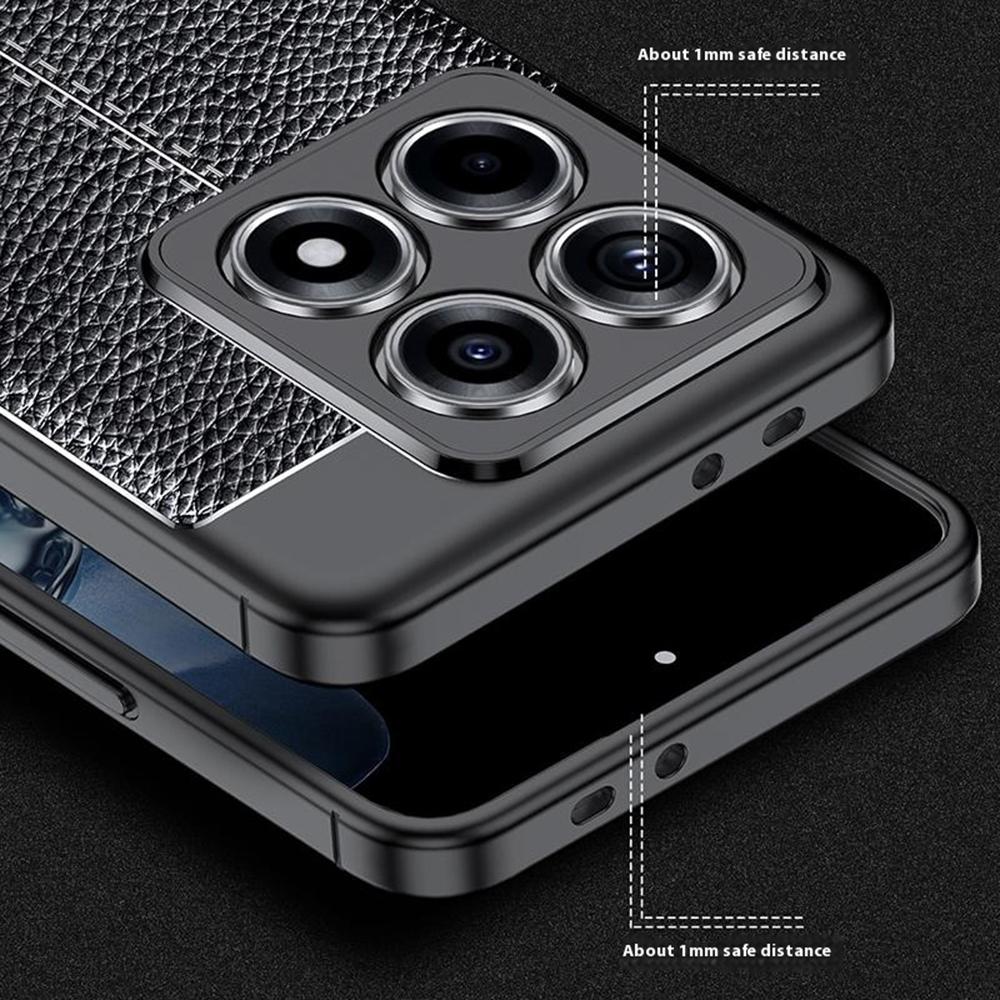 Für Xiaomi 14T Pro Hülle Litschi-Textur TPU Flexible Handyhülle,Schwarz