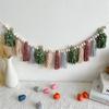 Christmas Garlands Decoration Cotton Tassels Garlands with Wood Beads Wall Hanging Bunting Banners Decors for Mantel