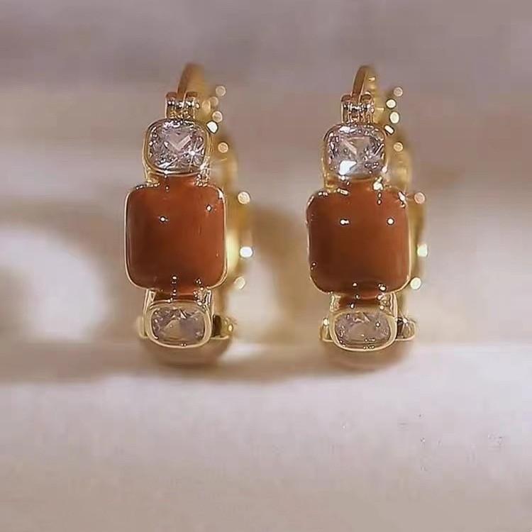 Vynikající hnědé zirkonové náušnice jedinečného designu pro ženy Módní personalizované denní doplňky Šperky na párty Dárky k narozeninám