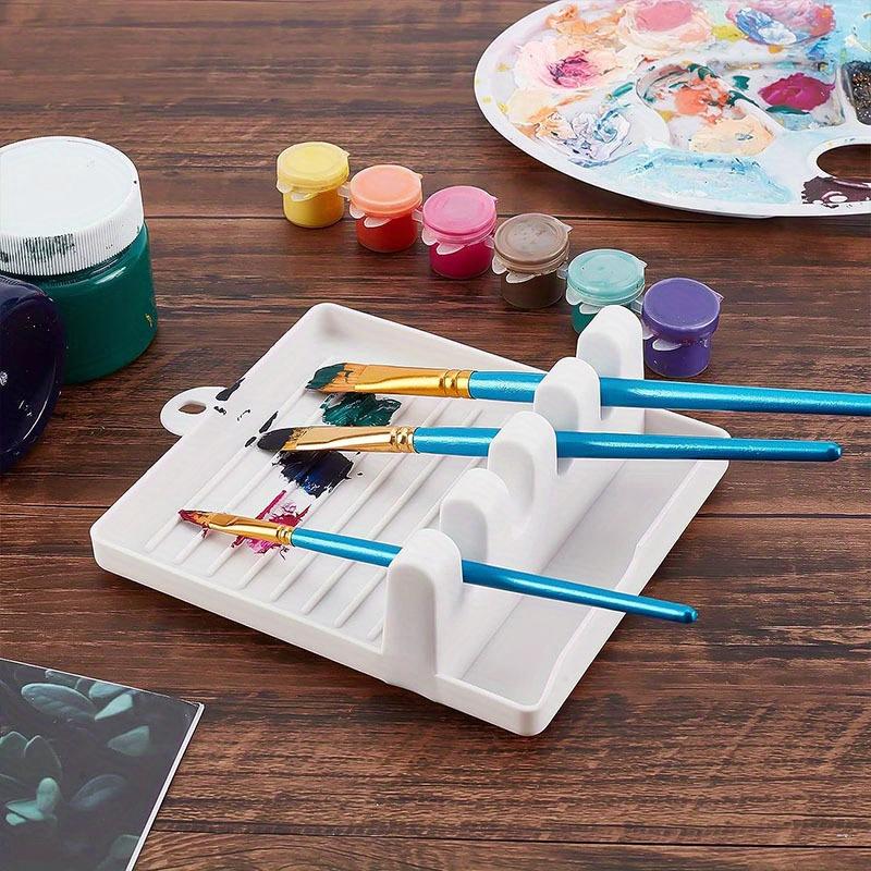 1pc 4-Slot Paint Brush Holder -Palette Tray with Polished Finish,Easy-Clean Art Organizer for Watercolor, Acrylic & Oil Brushes