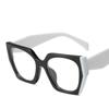 Women Optical Spectacle Frame Fashion Stitching Color Retro Cat Eye Big Size Eyeglass Frames Anti Blue Computer Glasses 56790