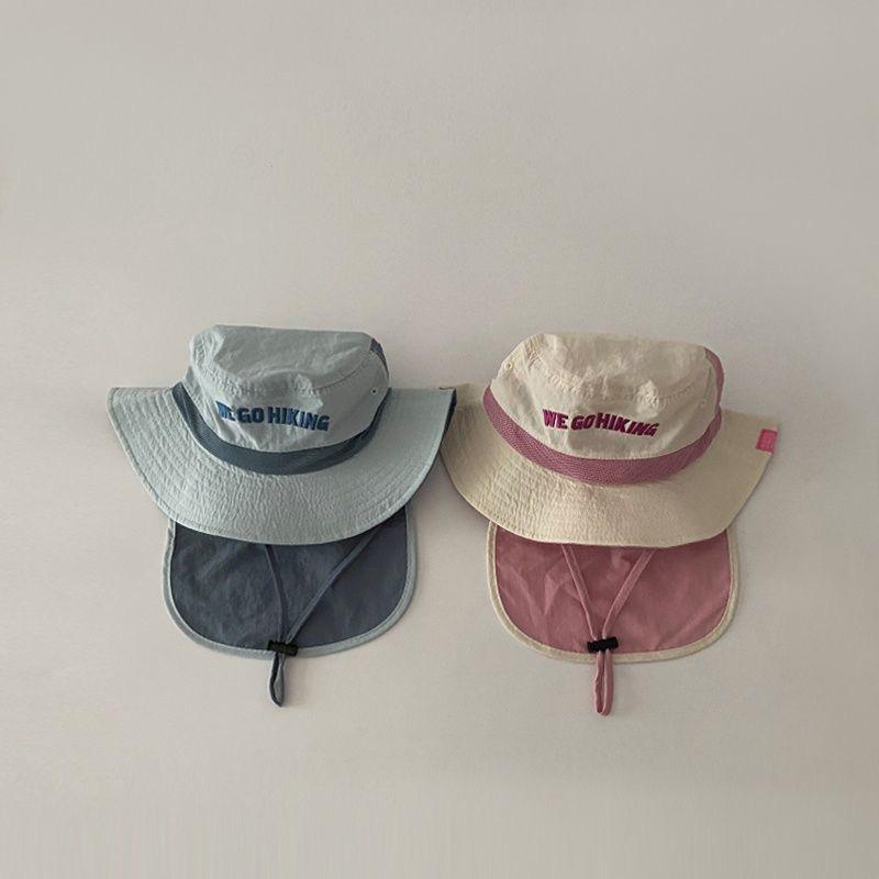 Children's Unisex Wide Brim Sun Hat with Shawl - Spring & Summer Korean Style
