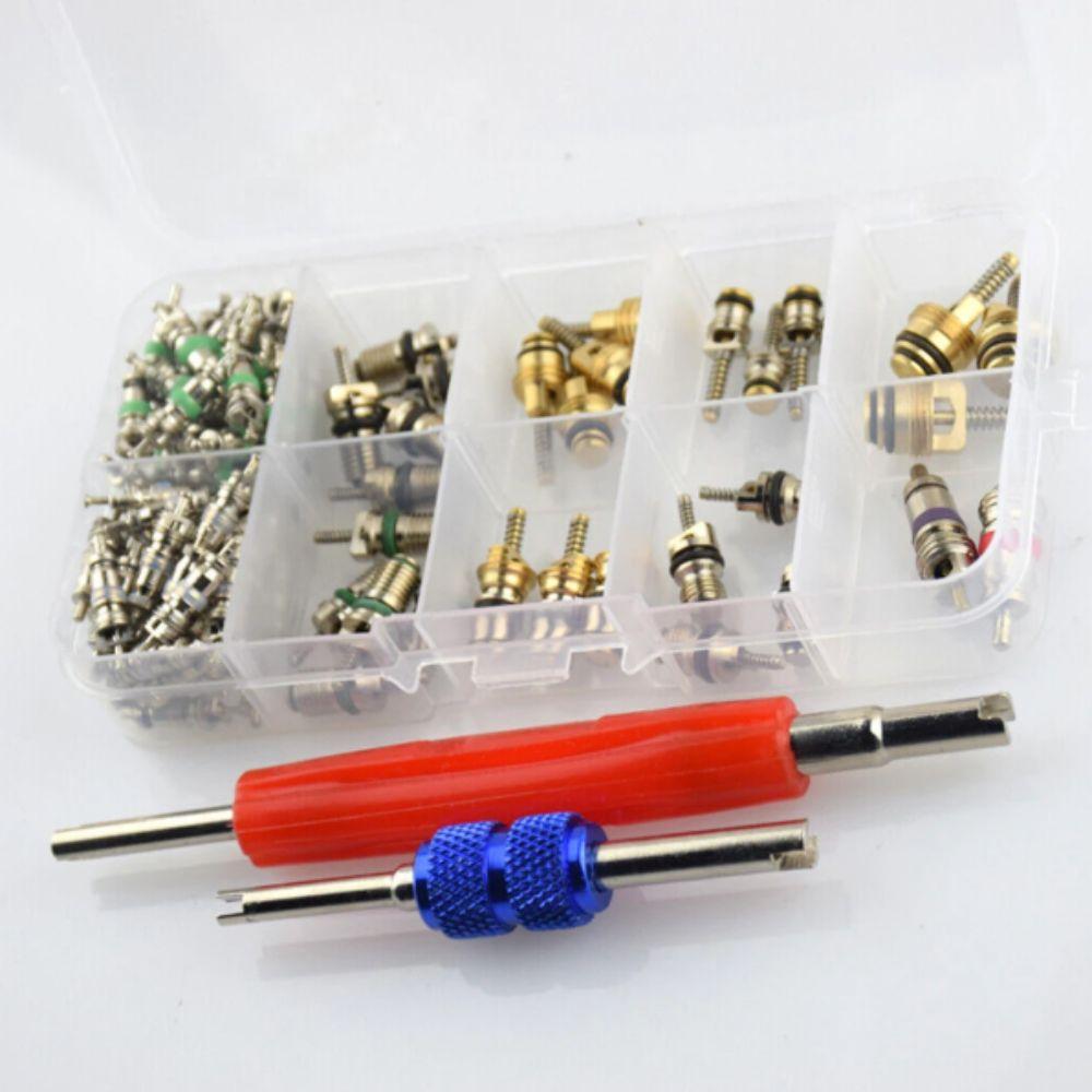 Assortment Kit A/C Core Valves 102Pcs/box Valve Core Assortment Set Core Valves Kit Automotive Use
