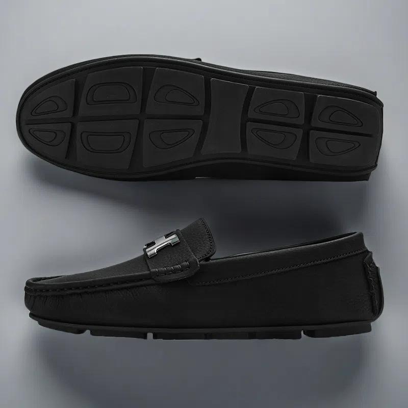 

Flat-soled men s shoes summer driving Doudou shoes one-pedal lazy leather shoes soft-soled casual versatile men s shoes style 45