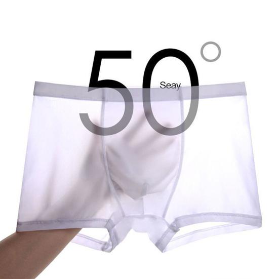 Men Boxer Underwear Mid-rise Elastic Waistband Short Briefs Breathable Smooth Lines Solid Color