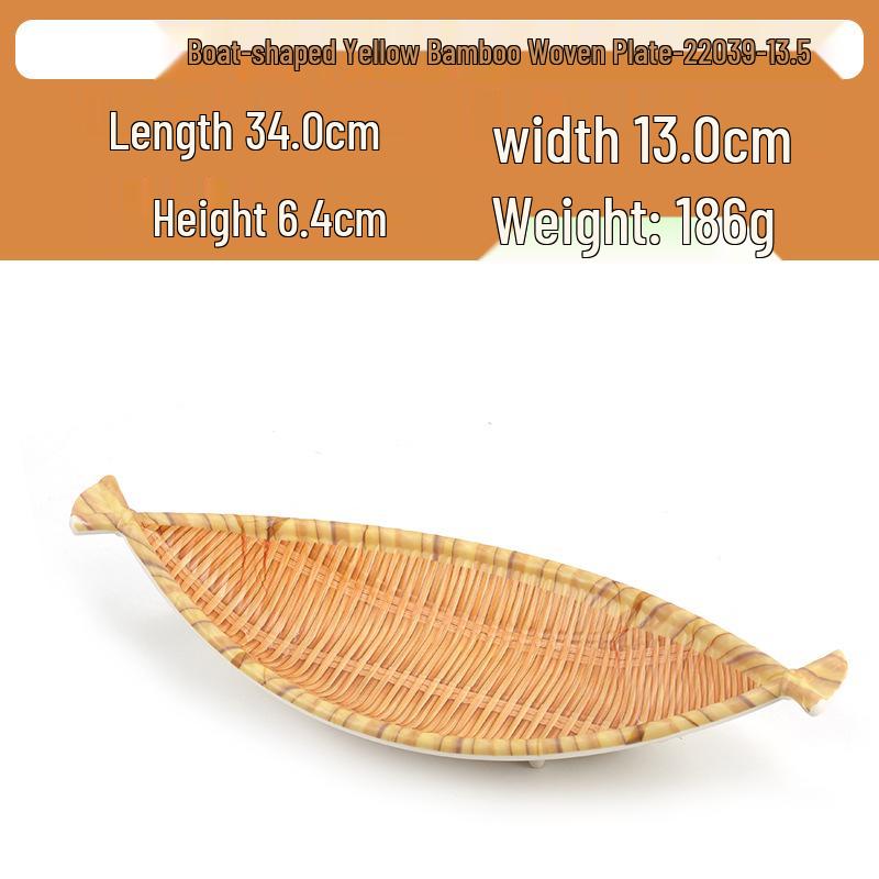 Kreativní obdélníkový porcelánový talíř ve stylu bambusu na sushi, BBQ, svačiny a dezerty