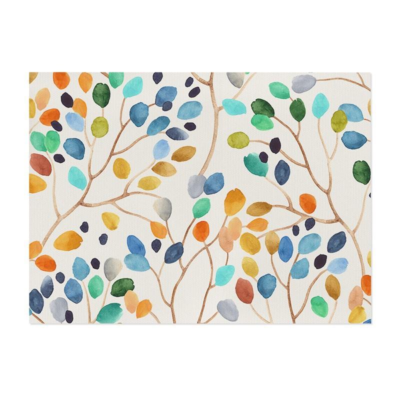 Flower Linen Placemat Bowl Plate Non-slip Insulating Protection Mat Home Desktop Protector for Party Kitchen Decor Gift