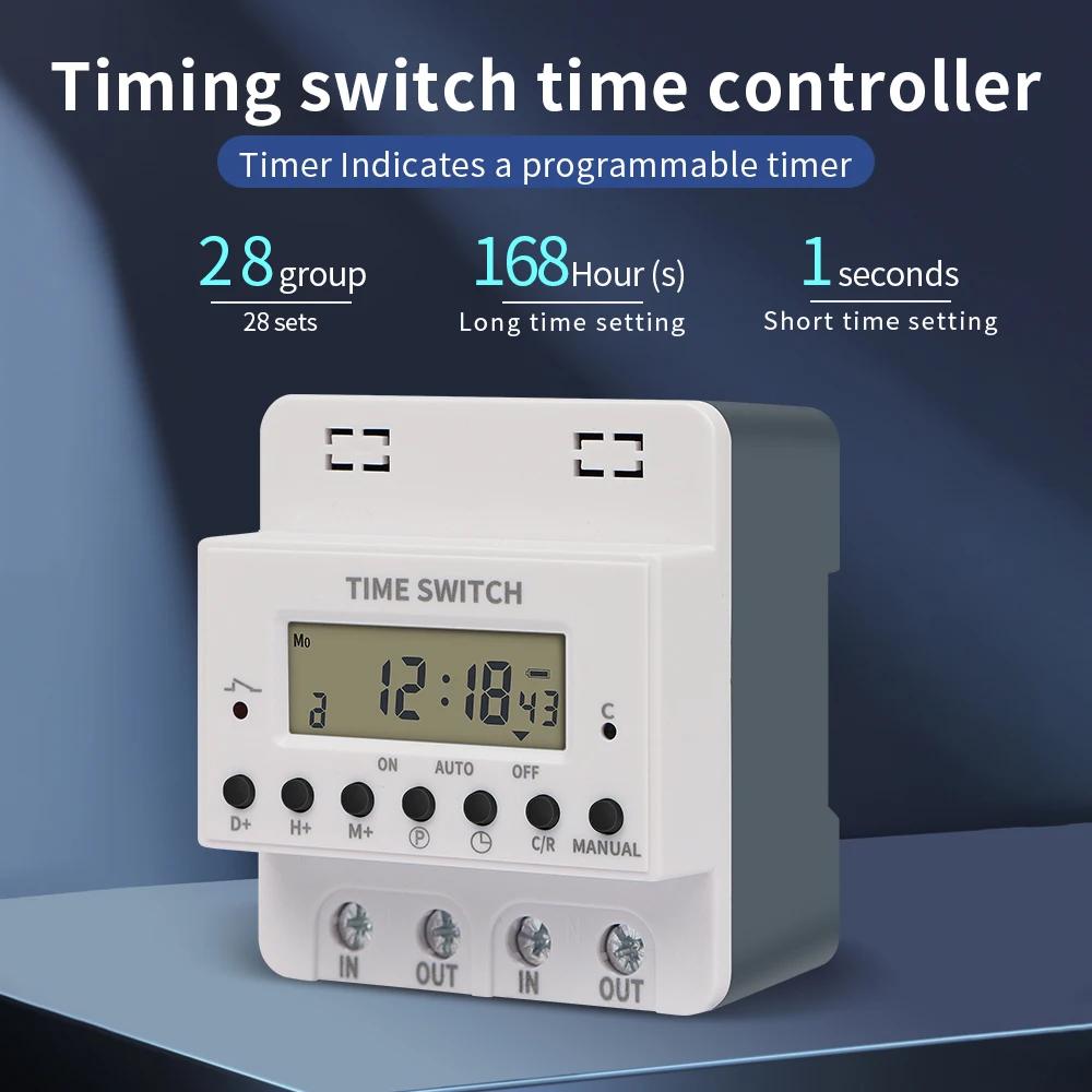 220V 60A/80A/100A Digital Timer Control Switch Weekly Programmable Time Controllor Din Rail Relay Can Set For 168 Hours