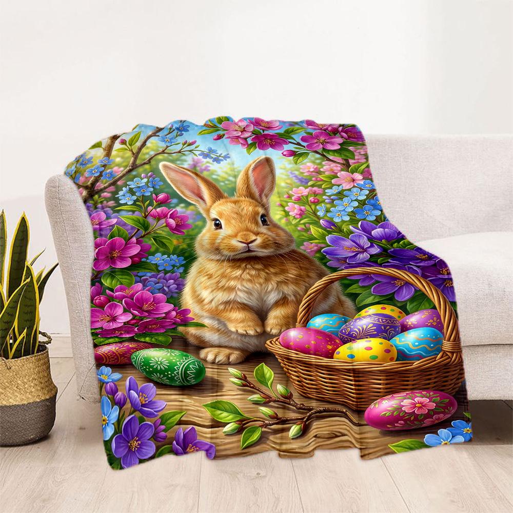 Springtime Bunny Garden Blanket,Suitable for sofas, offices, travel, living rooms, Gifts to relatives and friends, Blanket,Suitable for all seasons.