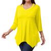 Women's Color Plus Size Tops Hollow V Neck 3/4 Sleeve Shirt Elegant Casual Tops