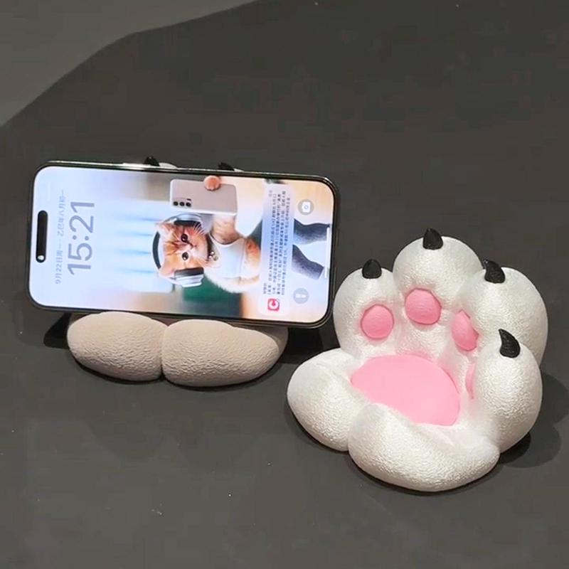 Cute Cat Paw Phone Holder: 3D Printed, Shockproof, Anti-shake, Multifunctional Stand for Easy Drama Watching.