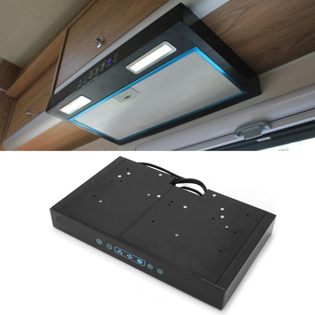 12V Cooking Range Hood 3 Speed Adjustable with Touchable Screen LED Light for RV Camper Kitchen