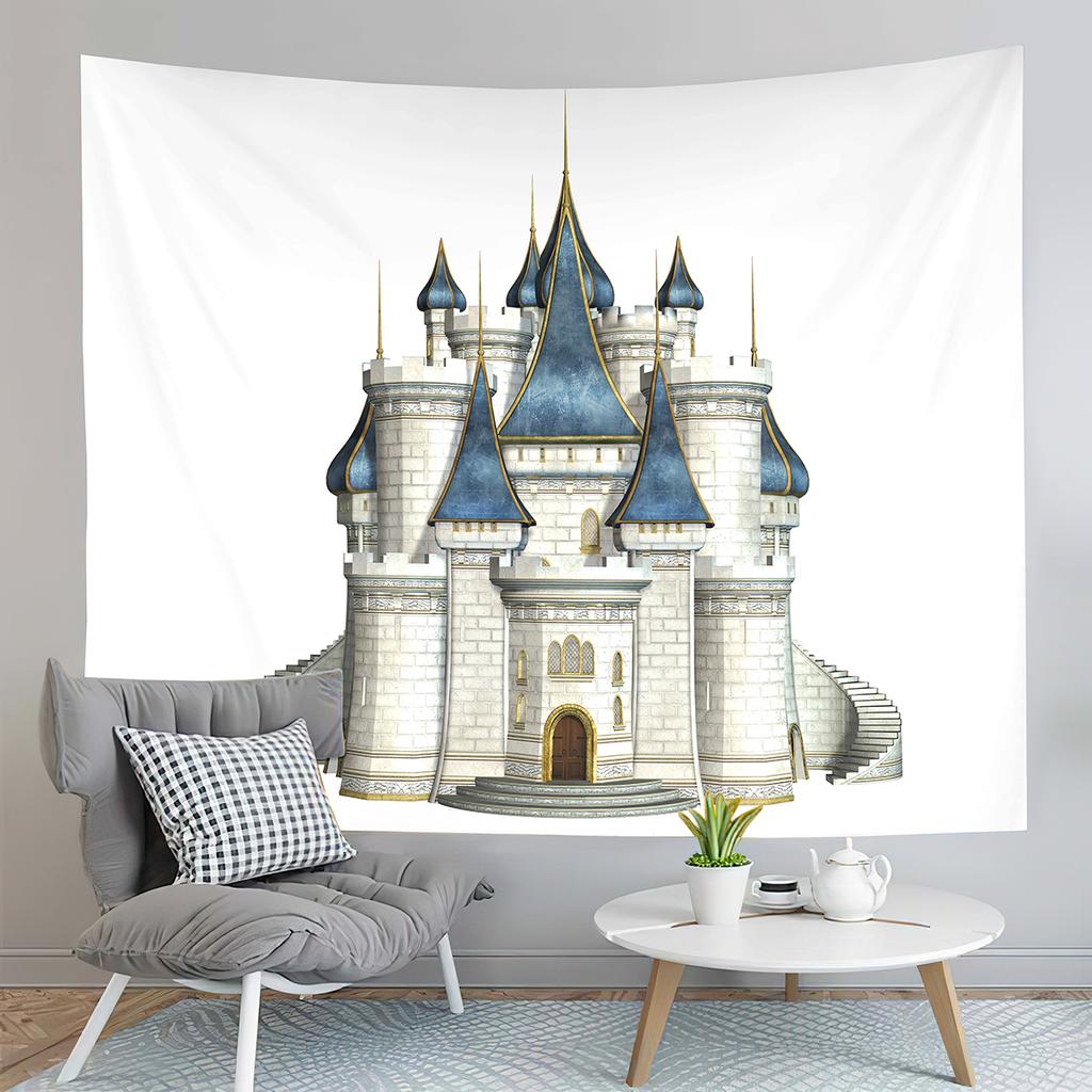 Cartoon Castle Tapestry Fairy Tale World Castle Tapestry Gifts for Kids Girls Boys Bedroom Home Living Room Wall Art Tapestries