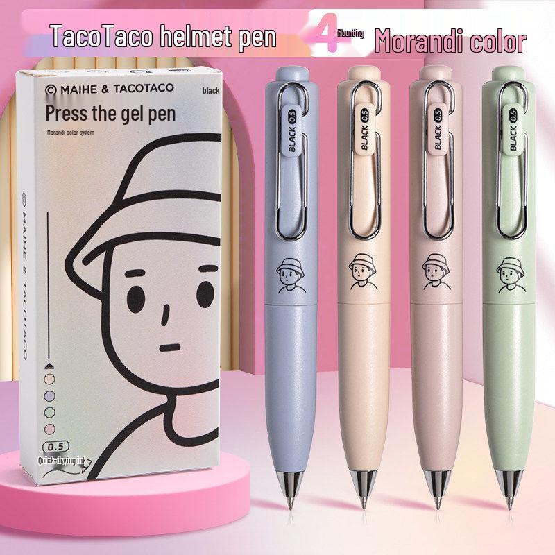 Retro Morandi Click Fluorescent Pen - Eye-Protective, Large Capacity Colored Marker for Students