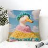 Funny And Cheerful Duck Pattern Pillow Case Cotton Linen Fabric Square Zipper Pillowcase Home Decorative Living Room