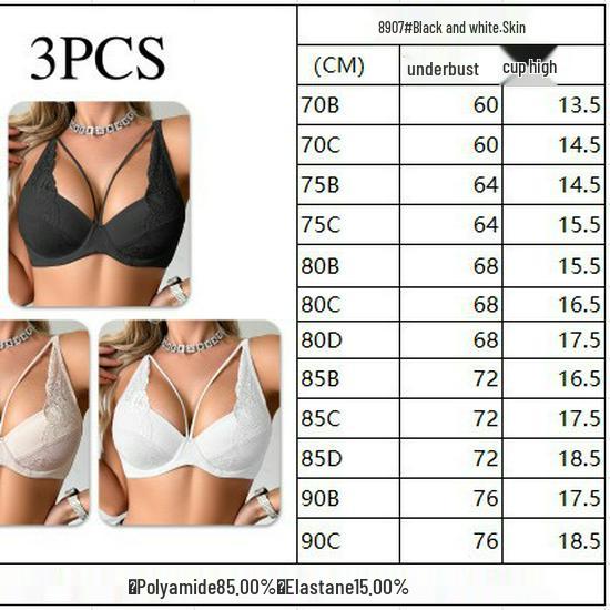 SHEIN Cross Strap Lace Push-Up Underwire Bra In European Size